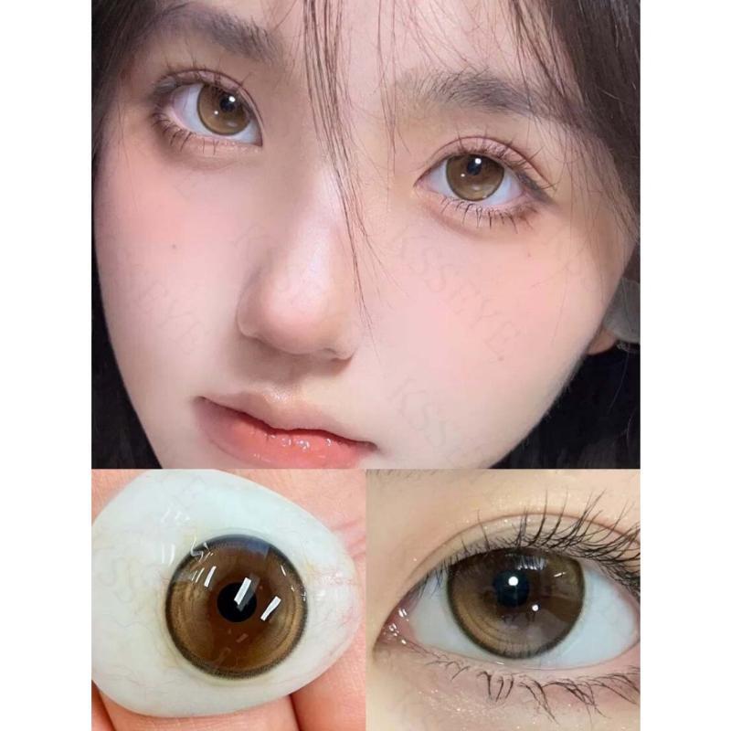 Kontaktlinsen MillCreek 2 Stück Myopie-Kontaktlinsen Braun 6 Monate Gebrauch Farbige Kontaktlinsen mit Grad 14,2 MM Frauen Augen-Make-up Geeignet für Studenten -3.50 braun