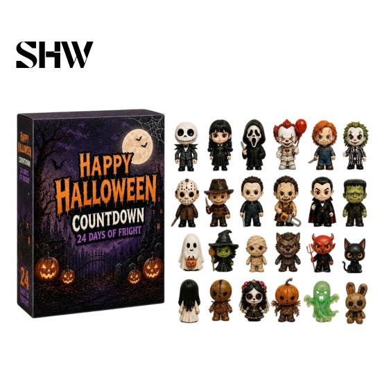 24-Tage-Box Halloween Adventskalender 2026, Countdown mit 2D-Flachgeschenken für Erwachsene Kinder Acryl-Mini-Figuren, Sammler-Überraschung Mädchen C