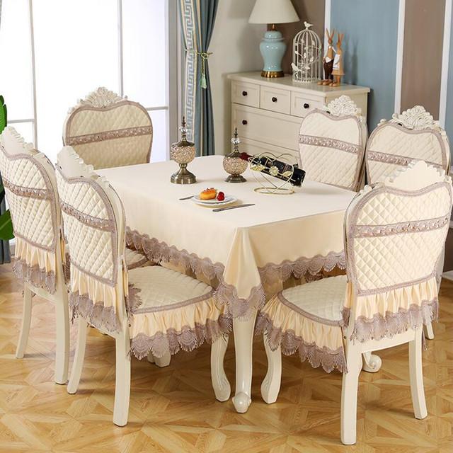 Europäischen Stil Esszimmer Stuhl Kissen Abdeckung Tischdecke Licht Luxus Stuhl Kissen Set Tisch Abdeckung Hause Spandex Stuhl Abdeckung 1 Chair cover
