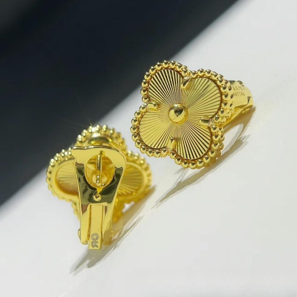 Vierblättriges Kleeblatt Neue Ohrringe Roter Chalcedon 18k Roségold Vierblättriges Kleeblatt Ohrringe Damen Leichter Luxus High-End Modeohrringe gold gold