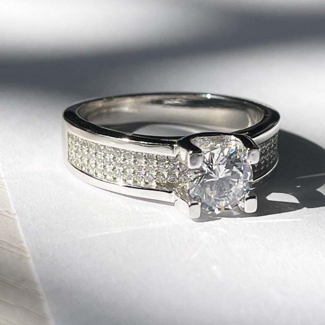Echter 925 Sterling Silber 1 Karat Diamant Schmuck Ring Feine Anillos De Silber 925 Schmuck Verlobungsringe für Frauen mit Box 10 weiß