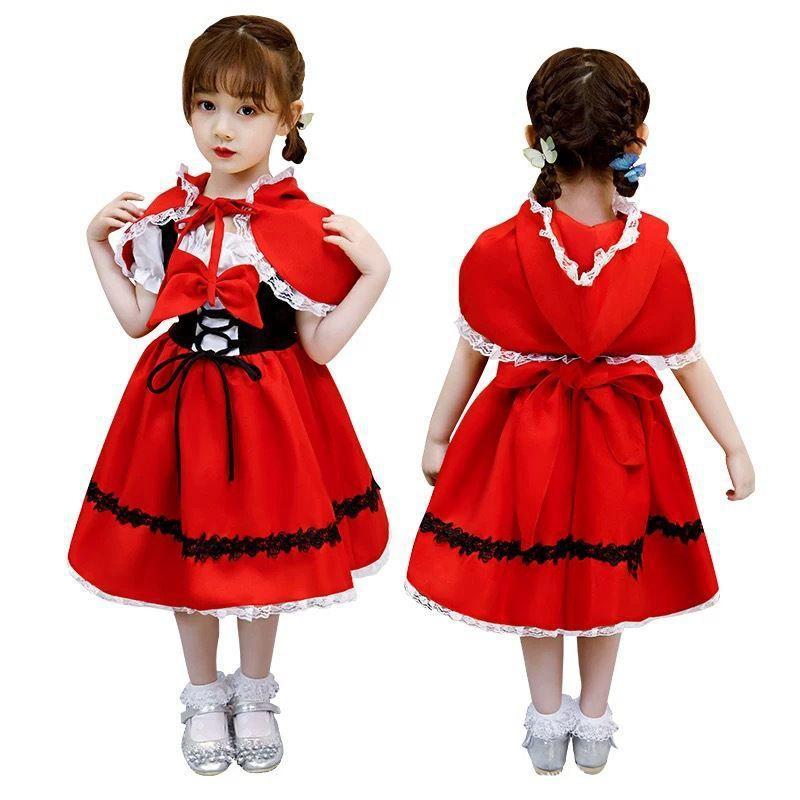 Rotkäppchen Cosplay Kostüm für Kinder Kleid Halloween Karneval Fantasia Party Mädchen Kostüm Kinder Party 120