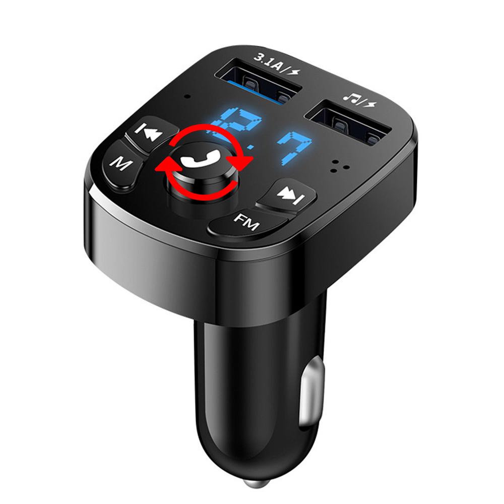 Autoladegerät Bluetooth 5.0 FM-Transmitter Dual USB-Ladegerät 3.1A Schnellladegerät Auto MP3-Player Autoradio Audio AUX Car Kit Freisprecheinrichtung Autozubehör Knob type