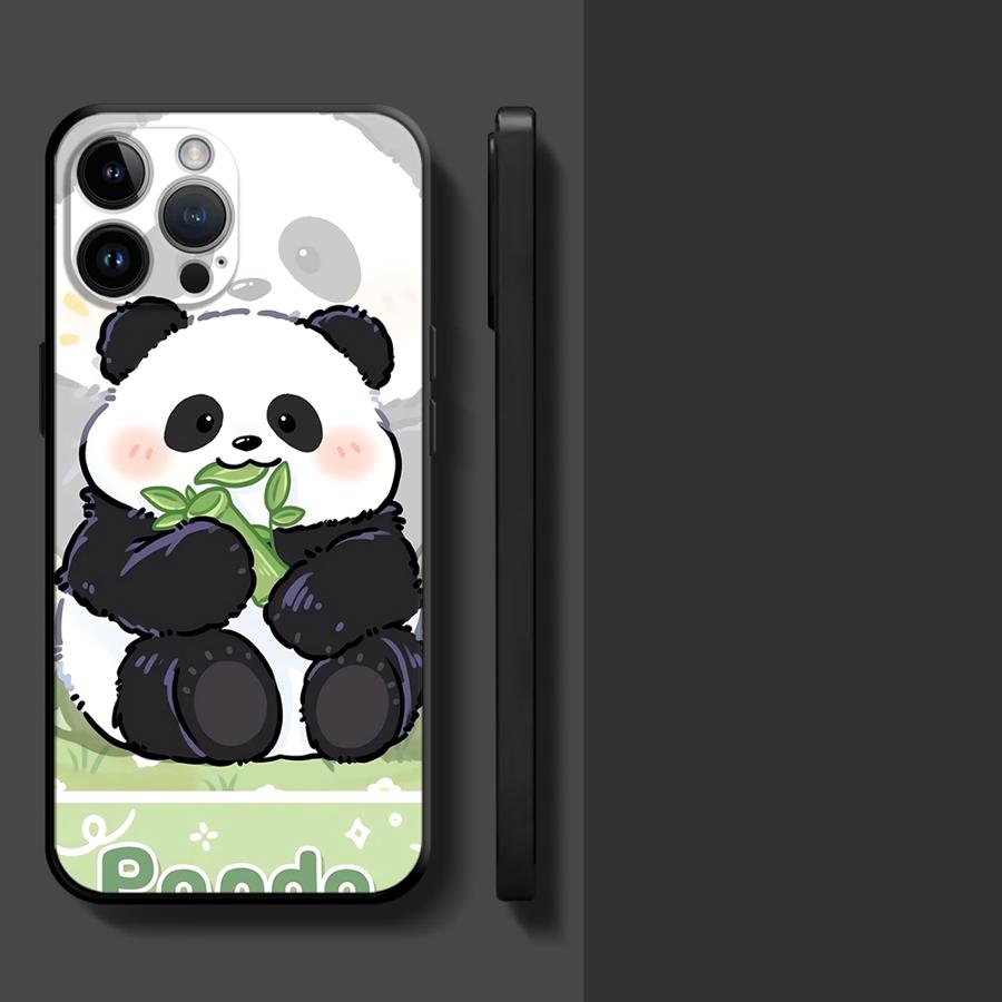 Cartoon Niedlicher Panda Handyhülle für Apple iPhone 17 Pro Max 15 Pro 7 8 XR XS MAX 12 16 Air 13 17e 11 14 Funda Handyhülle iPhone 16 Pro Max