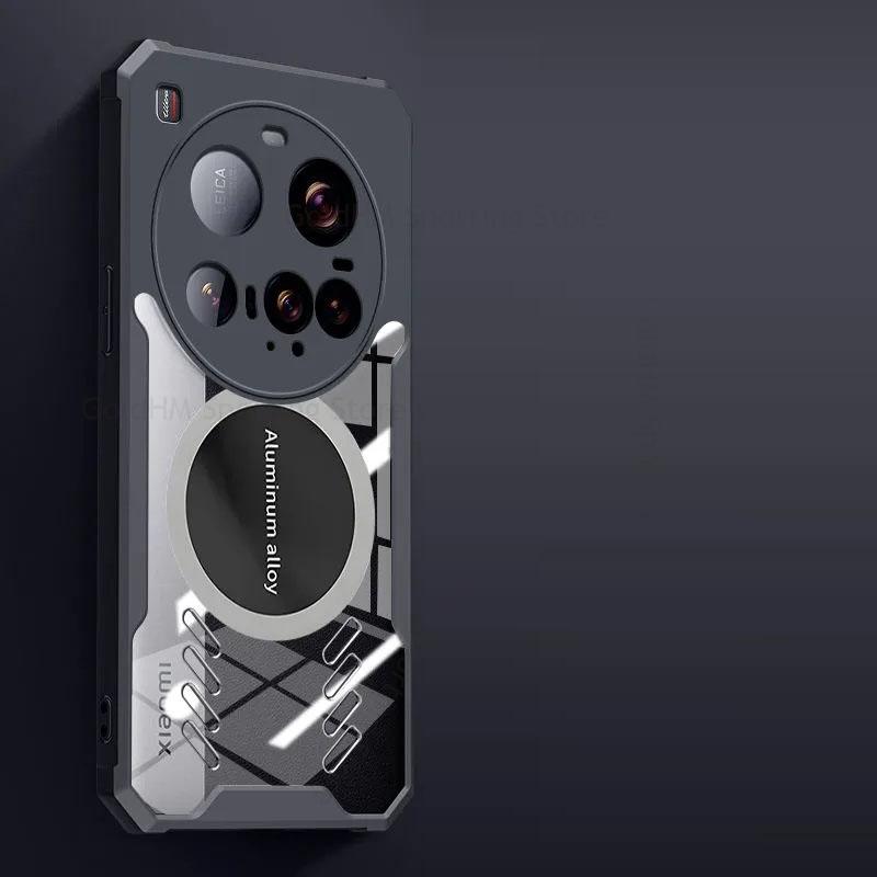 Abdeckung für Xiaomi 15 Ultra Armor, stoßfestes, klares, stoßfestes Acrylgehäuse für Mi 13 Pro 12S 11 14 15, Ultra Cooling-Wärmeableitung für Magsafe-Abdeckung For Xiaomi 15 Ultra schwarz