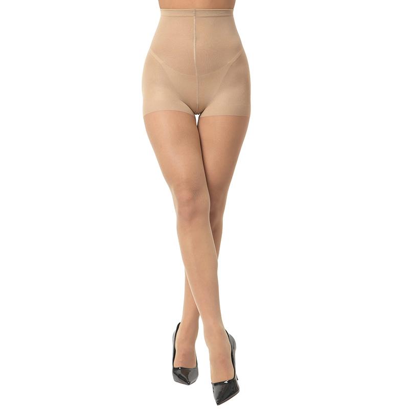 Sexy durchsichtige Strumpfhosenstrümpfe, Leggings, Strumpfwaren, schmale, hochelastische, transparente Strumpfhosen, Strumpfhosen mit hoher Taille und Kontrolloberteil mit verstärkten Zehen XL helle khaki