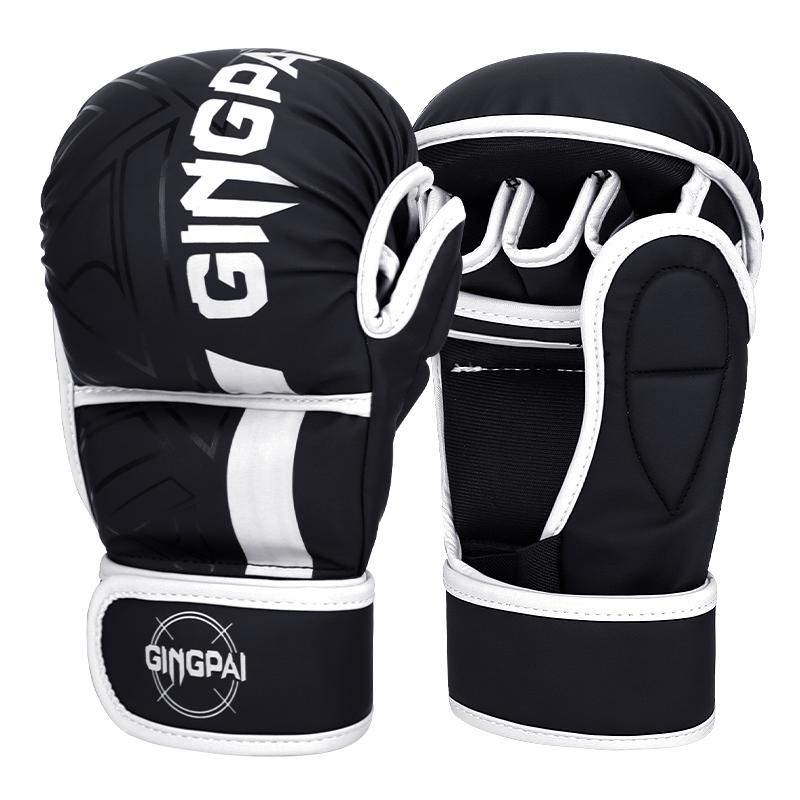 Professionelle MMA Boxhandschuhe Halbfinger Sandsack Karate Muay Thai Trainingshandschuhe Herren Damen Verdickte Boxausrüstung S black