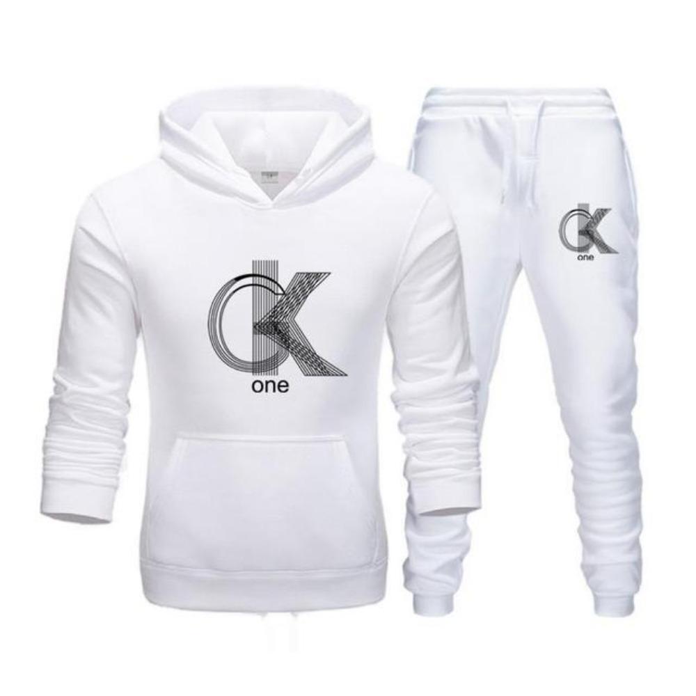 Herrenmode Bedrucktes Hoodie+Hosen Set, Freizeit-Sportbekleidung+Sportbekleidungsset XXL