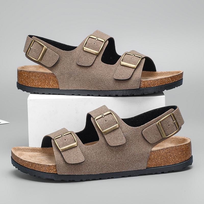 Mode Herren Bequeme Luxus-Sandalen Mode Lässig Outdoor Strand Hausschuhe Atmungsaktive Badeschuhe Leder Herren Sandalen Sommerschuhe 42 khaki