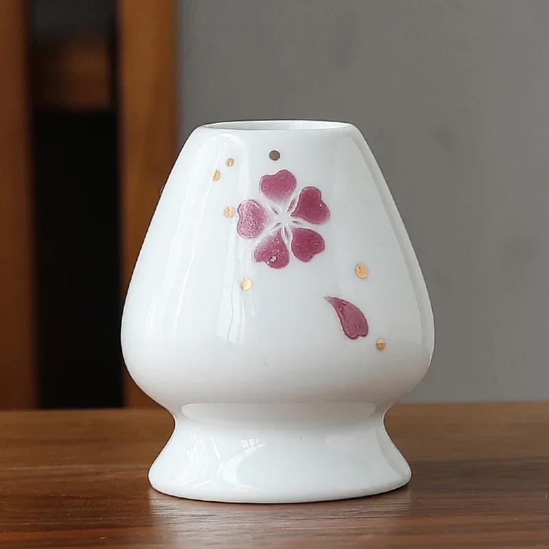 Japanische Teeschale Matcha Besenhalter Matcha Besenständer Teezeremonie Matcha Schale Chasen Ständer für Küche Esszimmer Keramik black