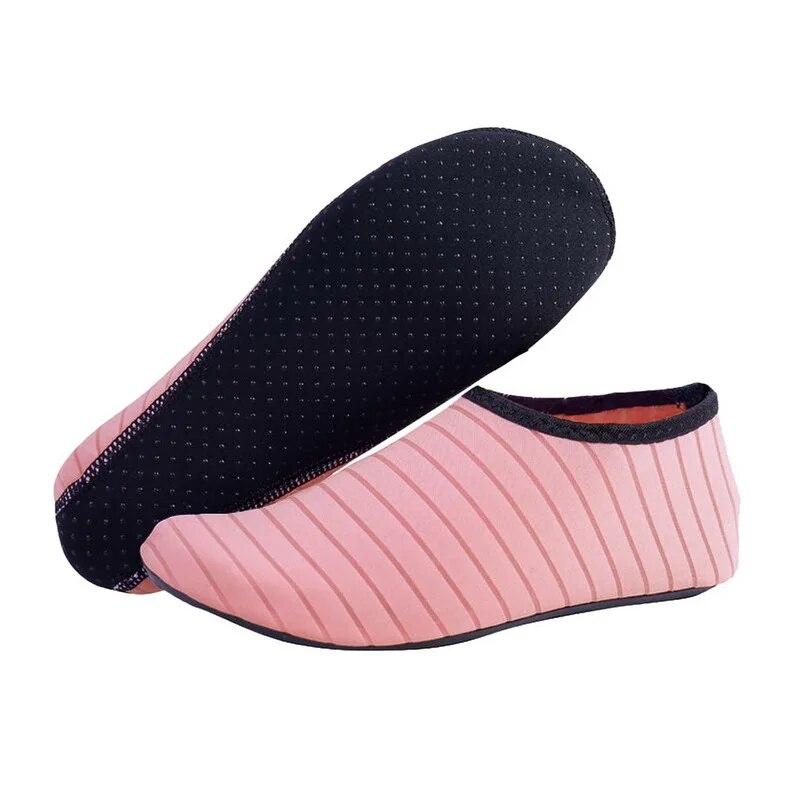 Sommer Wasserschuhe Herren Aqua Socken Sneakers Unisex Schwimmschuhe Strandsocken Große Übergrößen Sneakers Gestreifte Bunte Schuhe Kinder XL (40-41) rosa