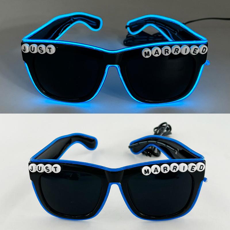 Herzförmige Brille, lustige Hochzeitsbrille, LED-Brille, leuchtend – perfektes Geschenk für Feierlichkeiten und Brautpartys other black