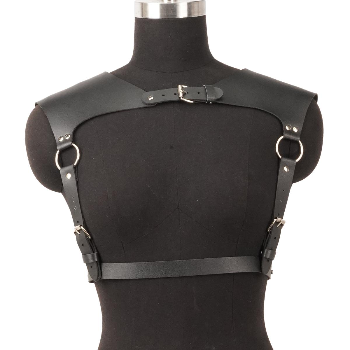 Damen Mode Gürtel Pu Leder Körper Schulter Rüstung Brust Geschirr Schwert Gürtel Schultergurt Geschirr Damen Kleidung Offener Käfig BH