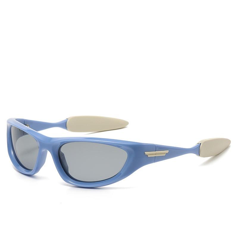Klassische Vintage Y2K Cat Eye Sonnenbrille Herren Sport Shades Punk Luxus Hip Hop nicht polarisierte Sonnenbrille blau