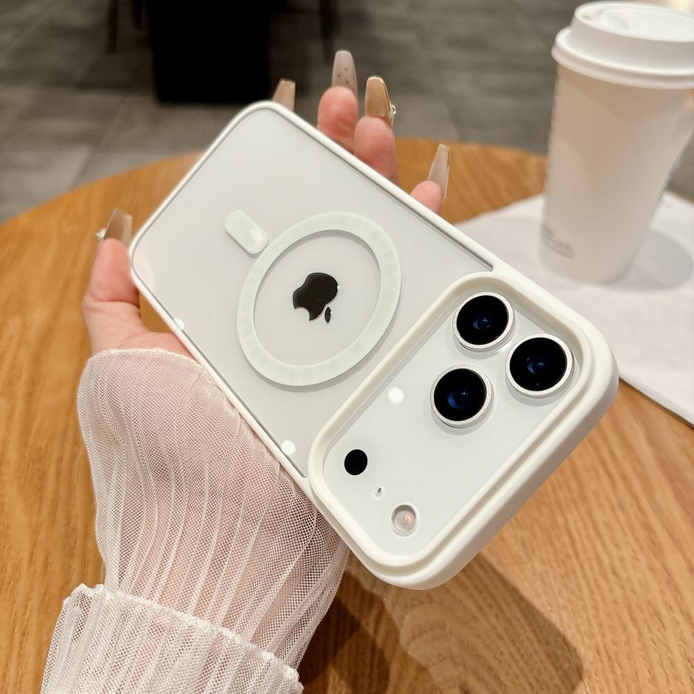 Einfache magnetische Hülle für iPhone 17 Air 17Pro Max 16e 15 Plus 14 13 12 mini 11 Pro Max Magsafe Klar Drahtlose Lade-Rückseite iPhone17 Pro Max weiß