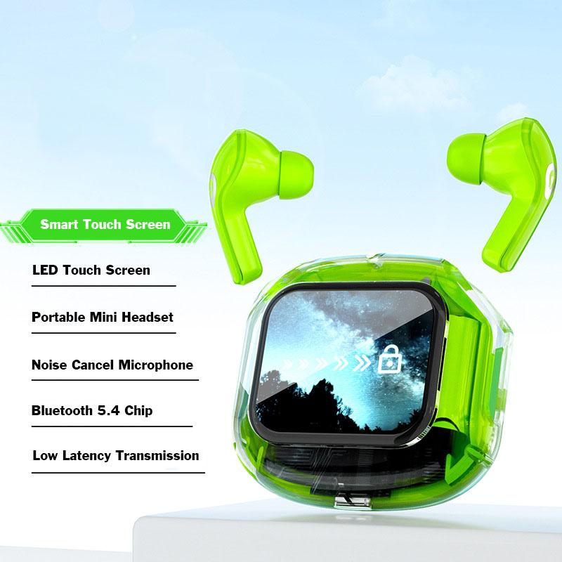Drahtlose Kopfhörer mit intelligentem Touchscreen und geringer Latenz, HiFi-Stereo-Musik-Headset, digitales Display, Rauschunterdrückung, Kopfhörer mit Mikrofon