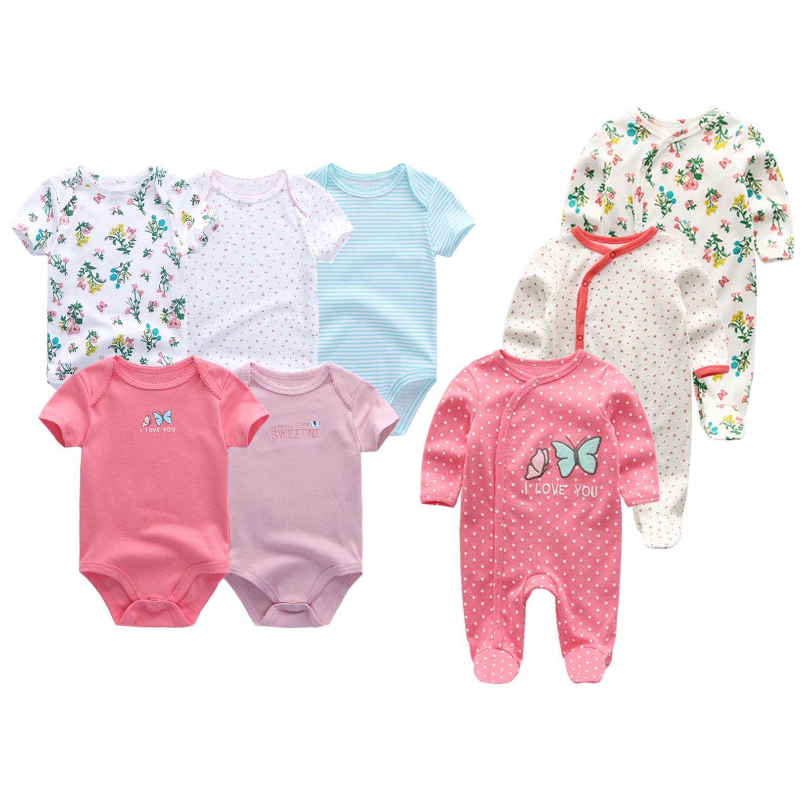 Cartoon Neugeborenen Kleidung 5 Pcs Kurzarm Baby Bodys Und 3 Pcs Baby Strampler Weiche Baby Kleidung 3-6Months