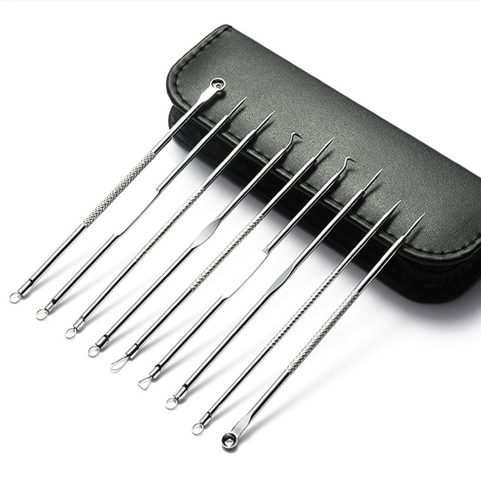 18 Stück Mitesser Pickel Nadel Set Doppelseitig Edelstahl Pickelentferner Werkzeugset für Salon