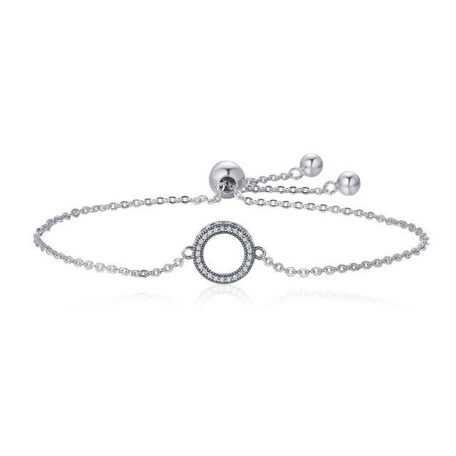 Trendy 925 Sterling Silber Glitzernde Runde Kreis Kette Link Strang Armbänder Für Frauen Sterling Silber Schmuck silber