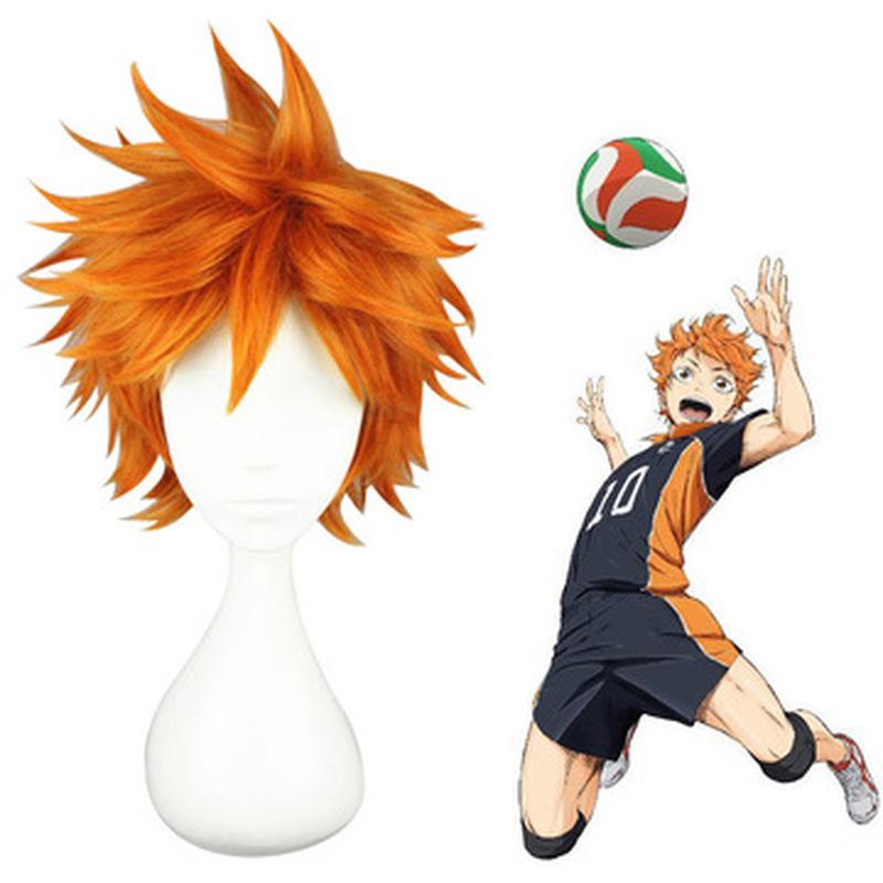Haikyuu!! Hinata Syouyou Cosplay-Perücke, kurz, orange, flauschig, geschichtet, Cosplay-Perücken, hitzebeständig, Kunsthaar, Anime-Perücke + Perückenkappe