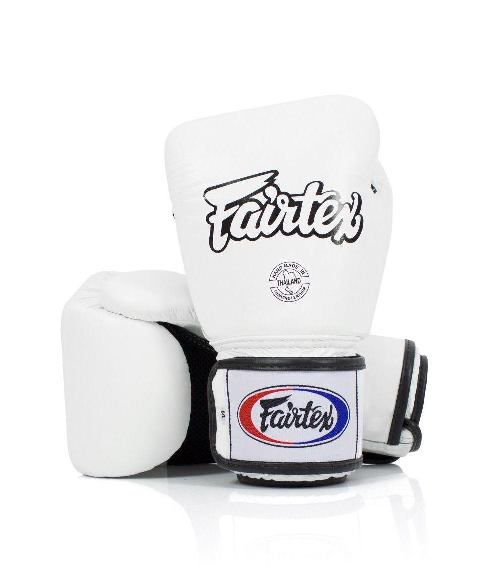 Fairtex Echte Leder Boxhandschuhe BGV1 Atmungsaktiv Weiß 14oz