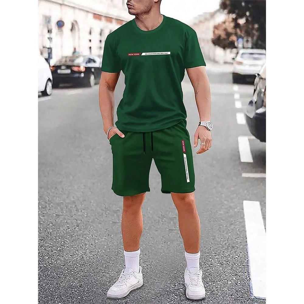 Herren Kurzarm Anzug Outdoor Rundhals Oberteil Lässige Bequeme Shorts Herrenkleidung Anzüge 3XL