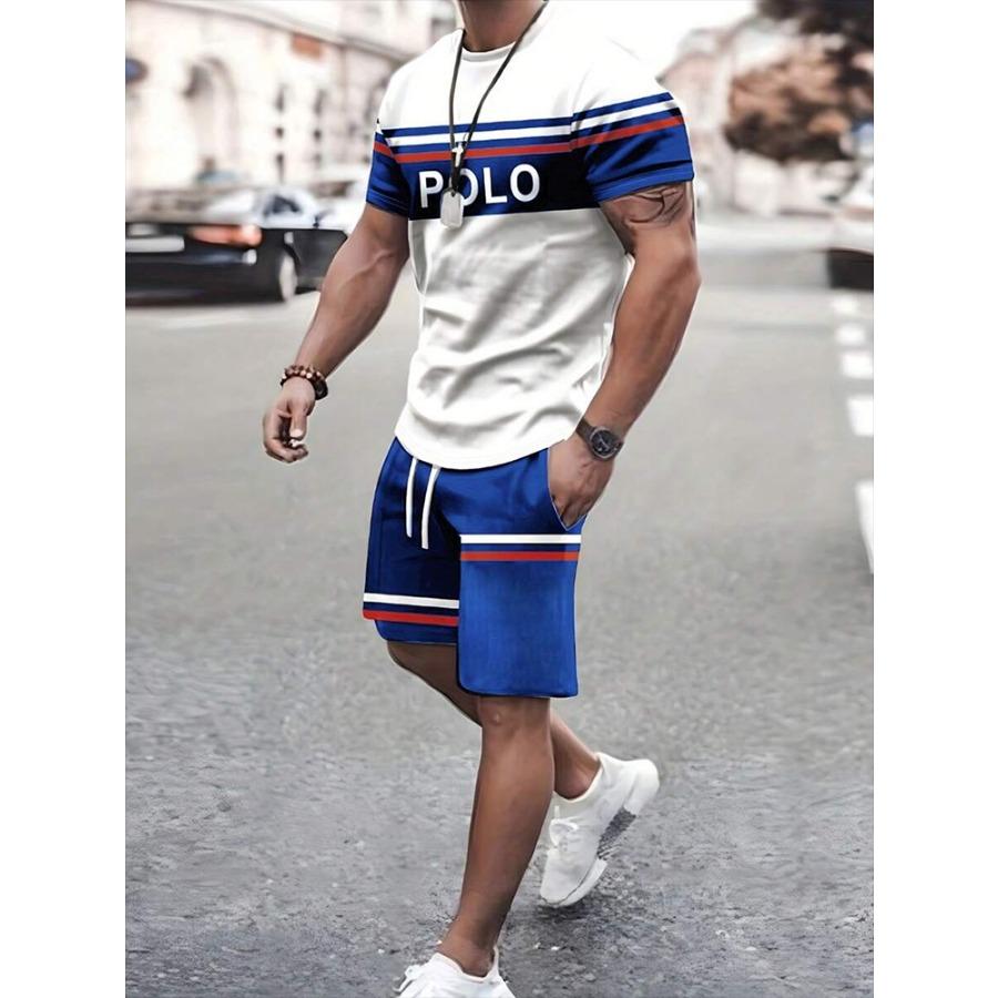 Herren T-Shirt und Shorts Set Sommer Herren Top Alltag Casual Herren Oversized T-Shirt Outdoor Street Fashion Herren Sporthose 6XL