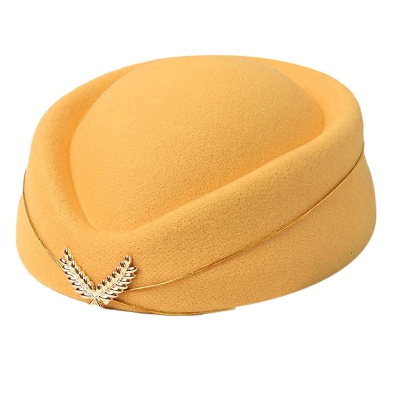 Stewardess-Hut, Stewardessen-Hut, Baskenmütze, Partygeschenke, Hüte, formelle Uniform, Kappen, Zubehör für Frauen, Party, Cosplay gelb