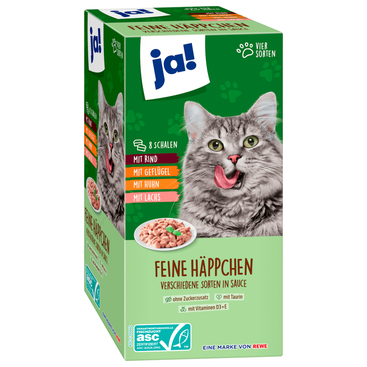 ja! Katzenfutter Feine Häppchen 4 Sorten 8x100g