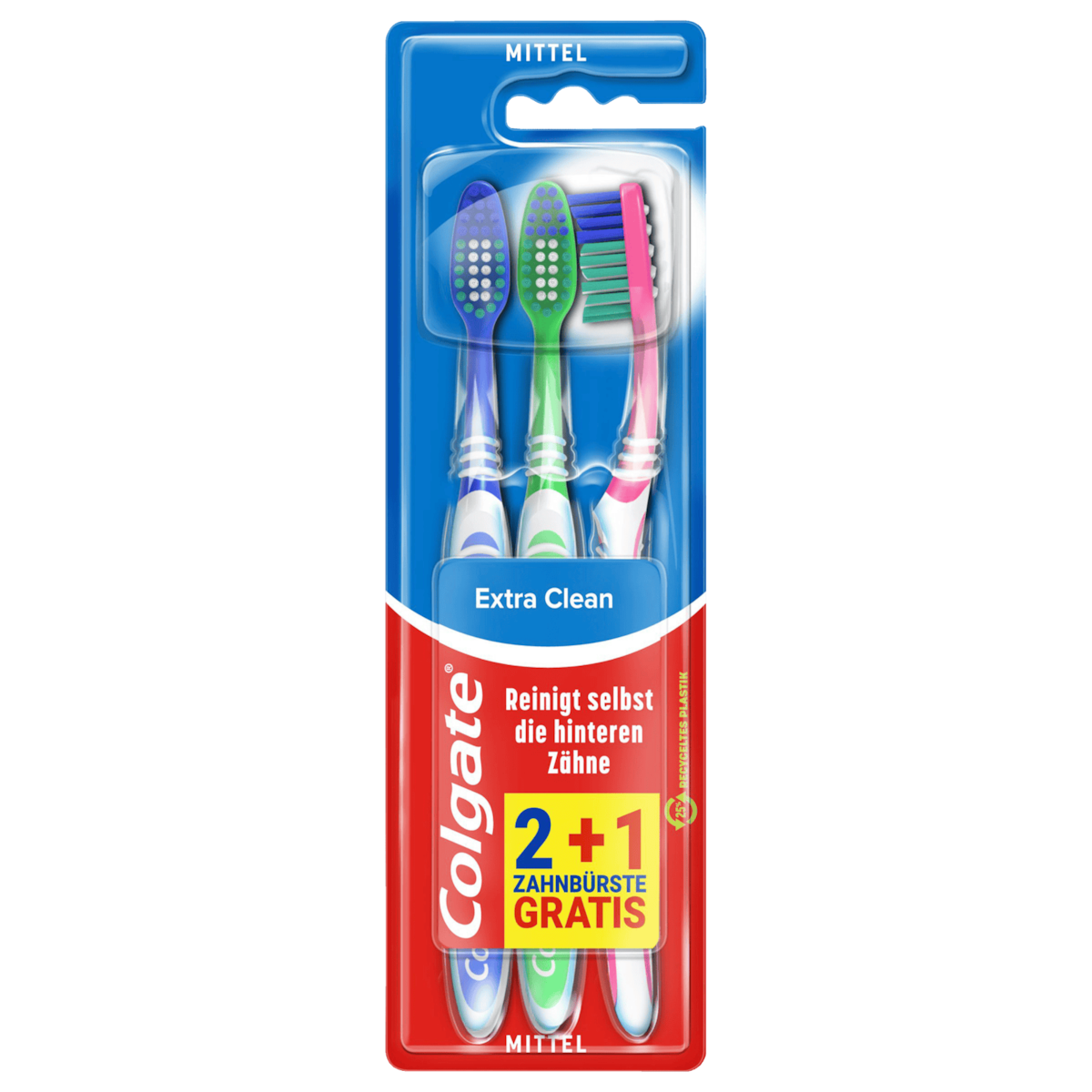 Colgate Zahnbürste Extra Clean Mittel 3 Stück