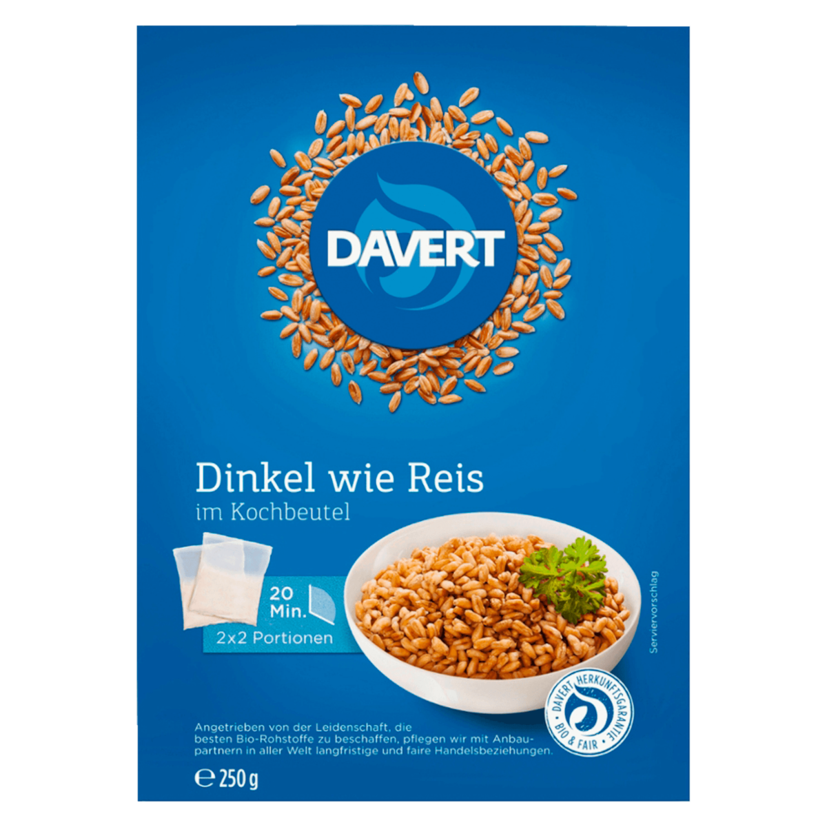 Davert Bio Dinkel wie Reis im Kochbeutel 250g