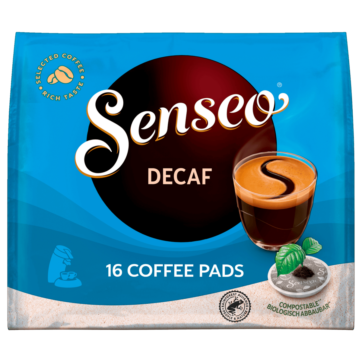 Senseo Kaffeepads Decaf Entkoffeiniert 111g, 16 Pads