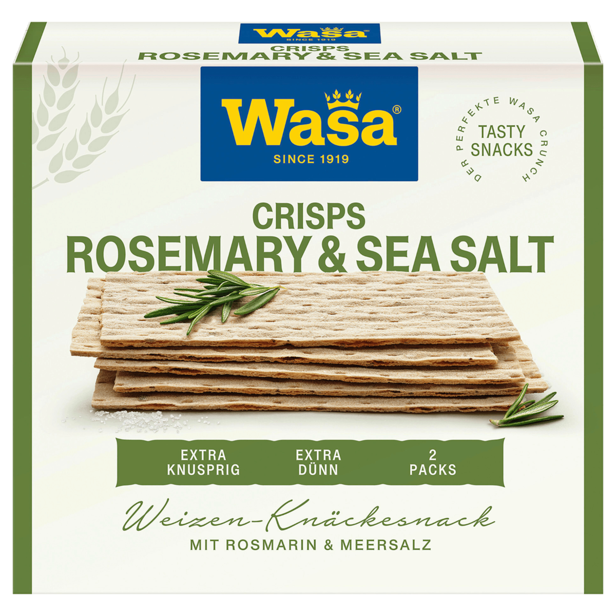Wasa Knäckebrot Tasty Snacks Rosmarin & Seasalt crisps 190g