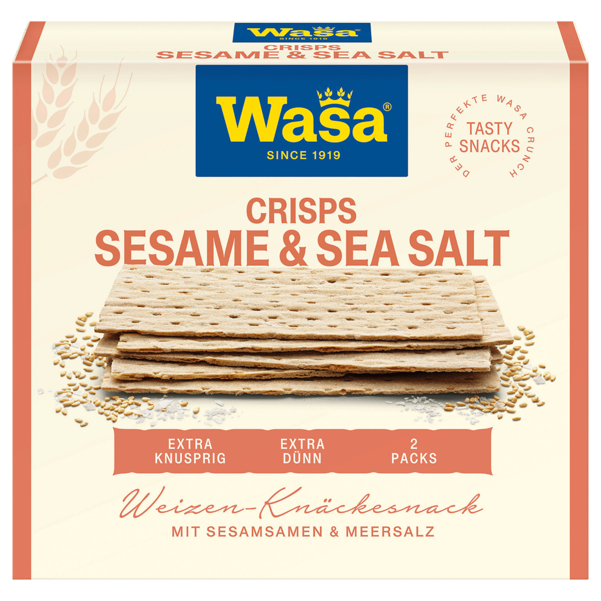 Wasa Knäckebrot Tasty Snacks Sesame & Sea Salt Crisps 190g