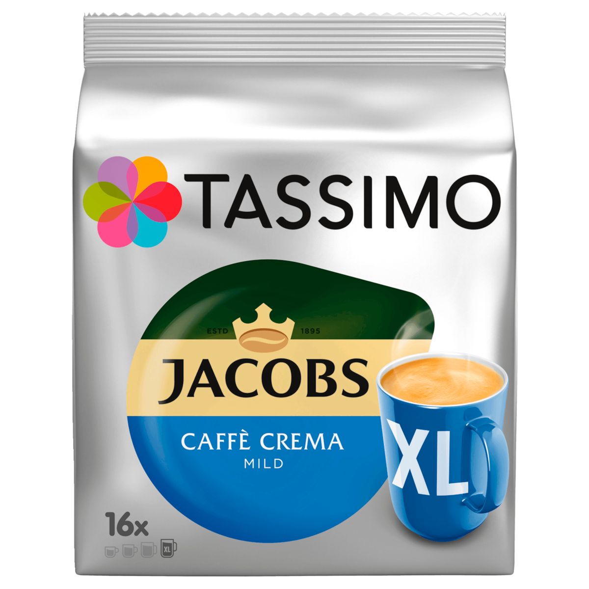 Tassimo Kaffeekapseln Jacobs Caffé Crema mild 128g, 16 Kapseln