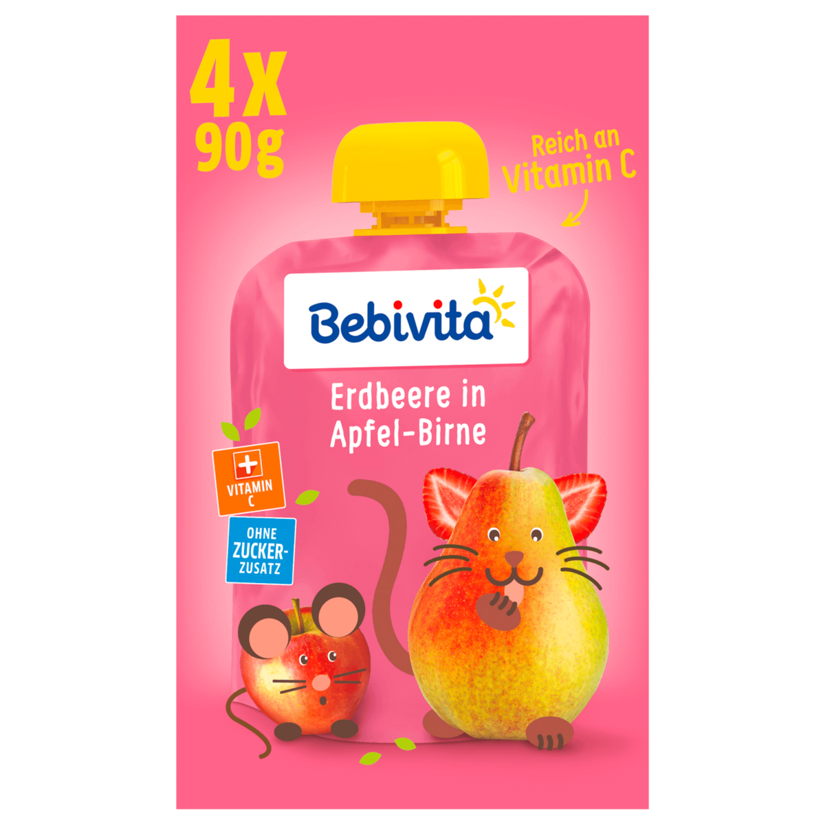 Bebivita Kinder-Spaß Erdbeere in Apfel-Birne 4x90g