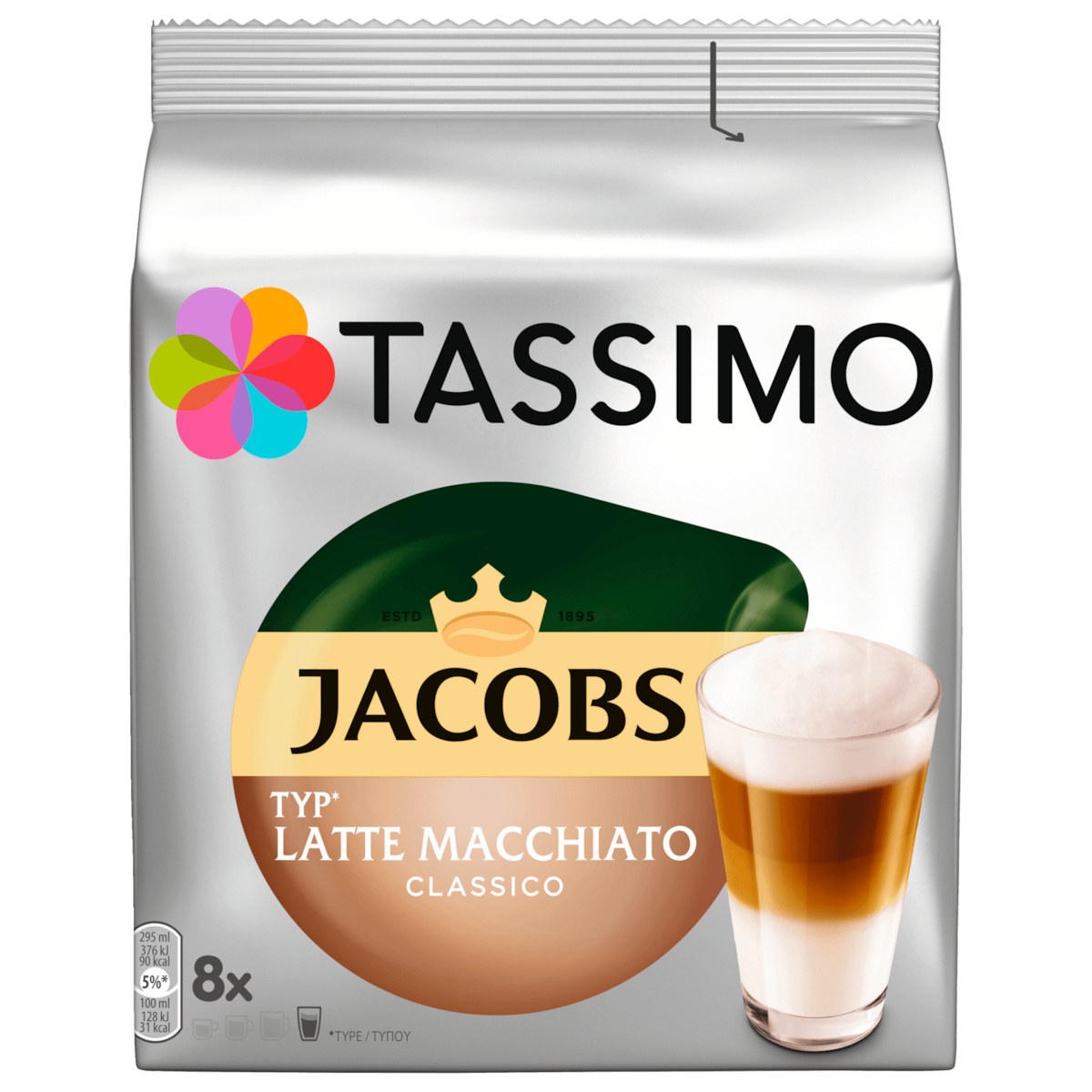 Tassimo Kaffeekapseln Jacobs Latte Macchiato Classico 264g, 8 Kapseln