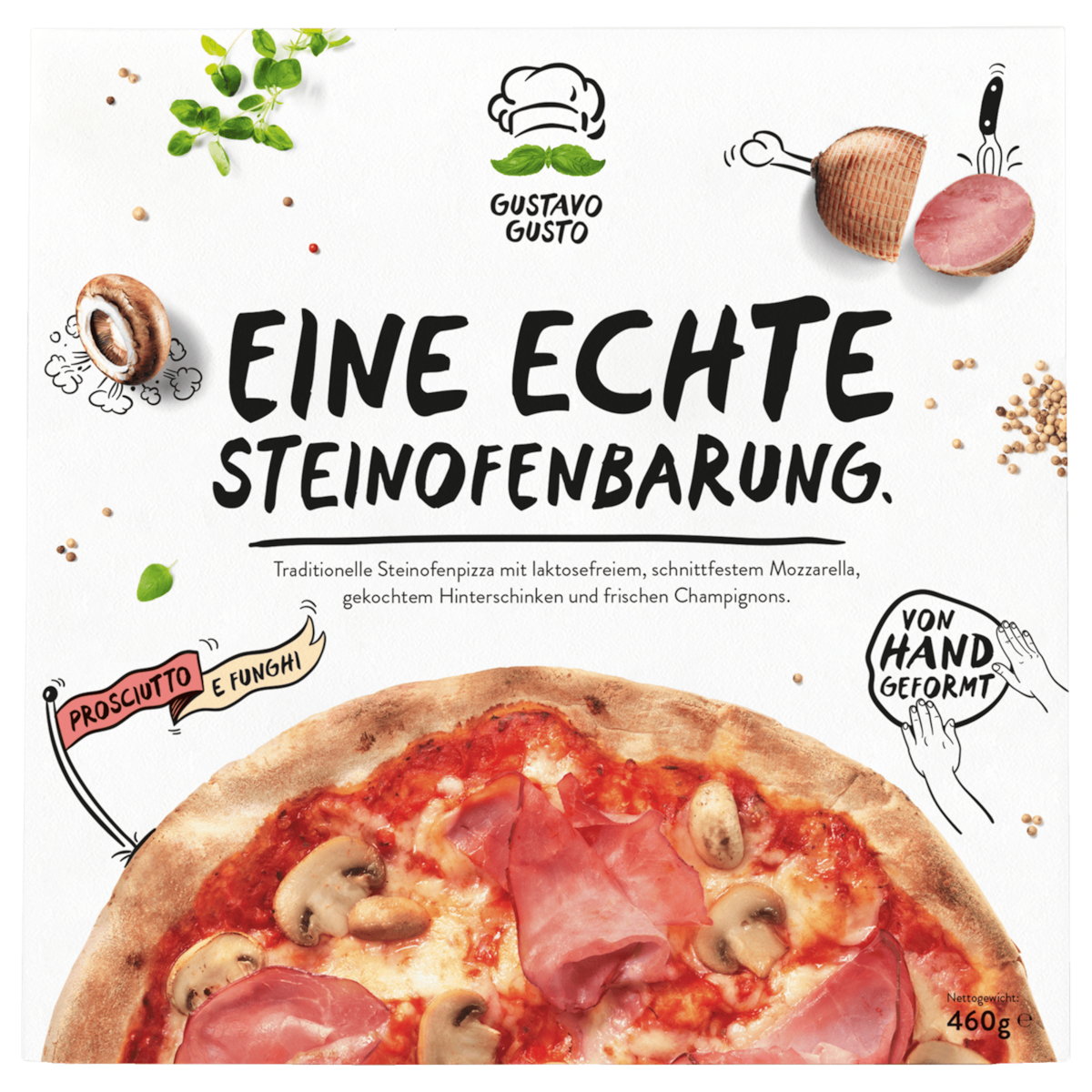 Gustavo Gusto Pizza Prosciutto e funghi 460g