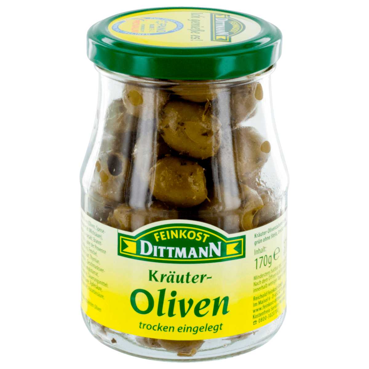 Feinkost Dittmann Kräuter-Oliven trocken eingelegt 170g