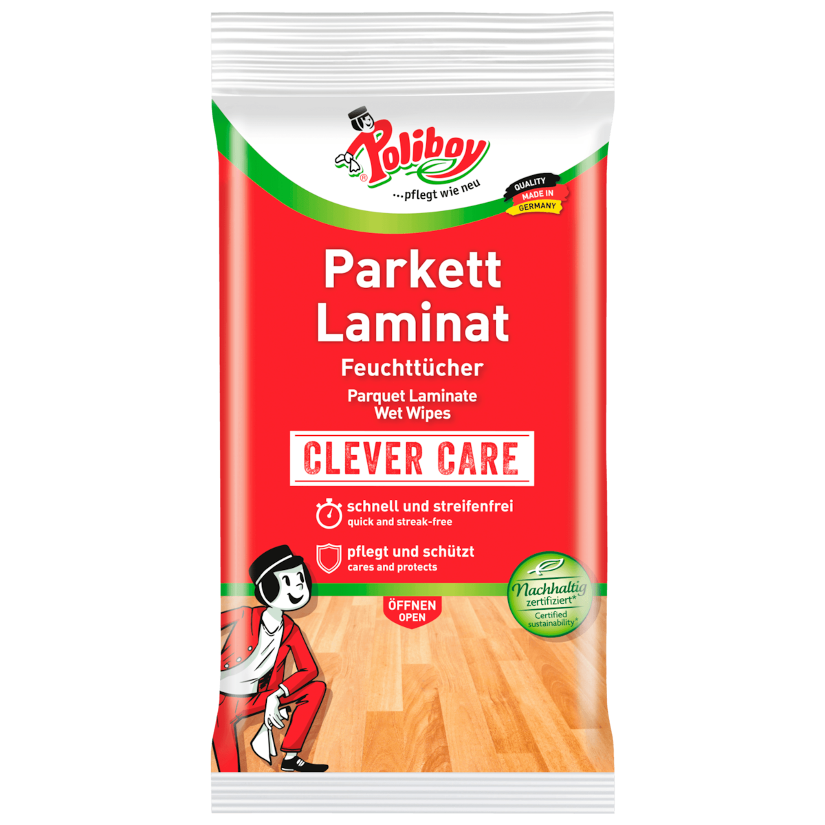 Poliboy Parkett & Laminat Feuchttücher 15 Stück