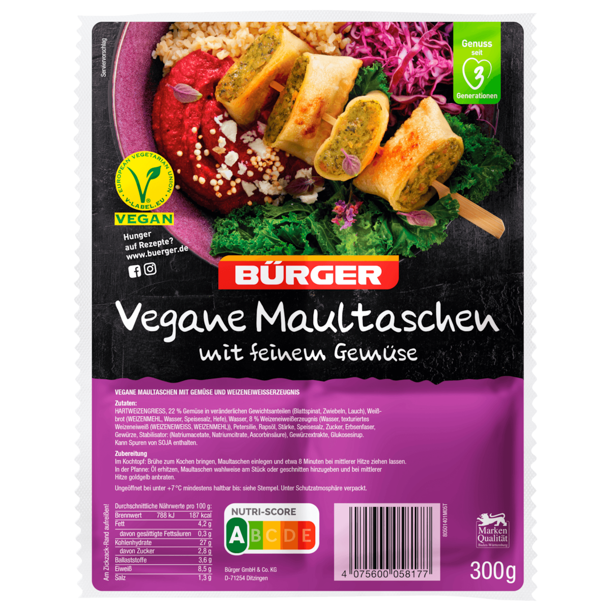 Bürger Vegane Maultaschen 300g