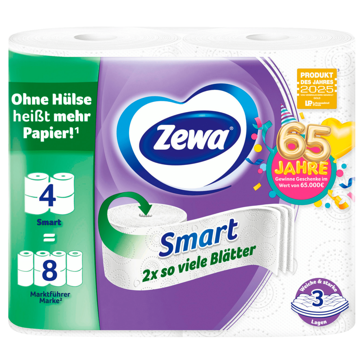 Zewa Smart Toilettenpapier ohne Hülse 4x300 Blatt