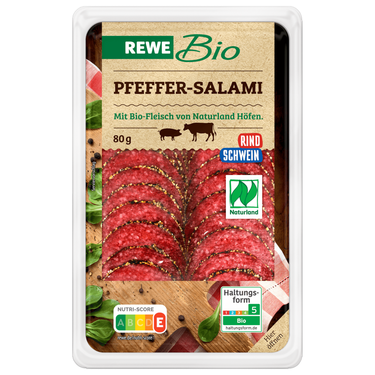 REWE Bio Pfeffer-Salami Rind & Schwein 80g