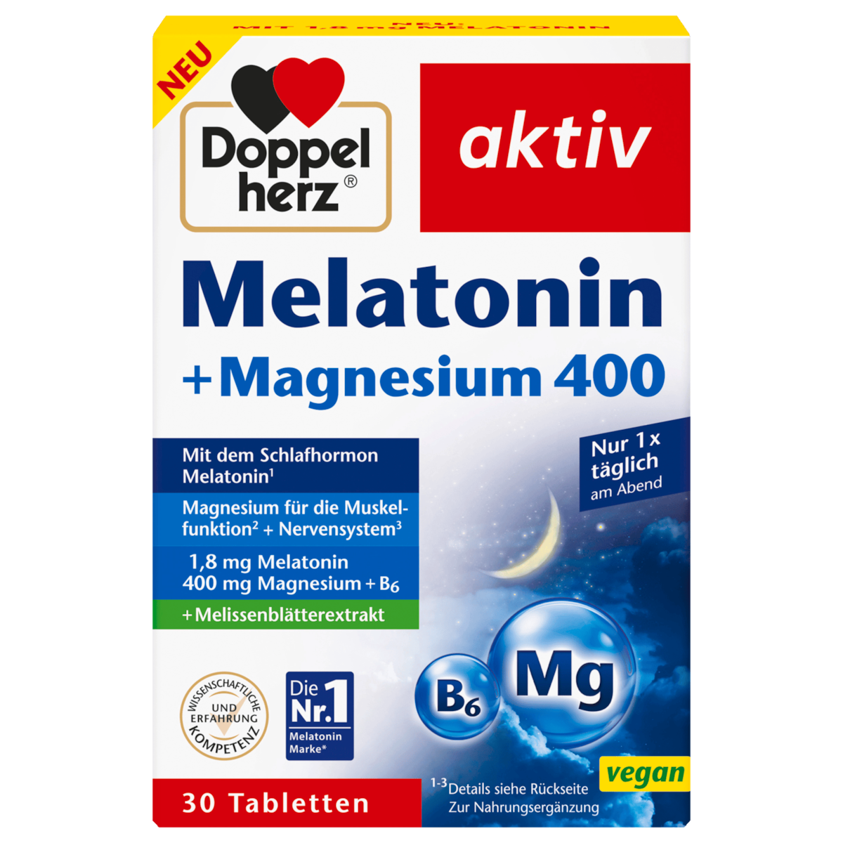 Doppelherz Melatonin + Magnesium 400, 30 Stück