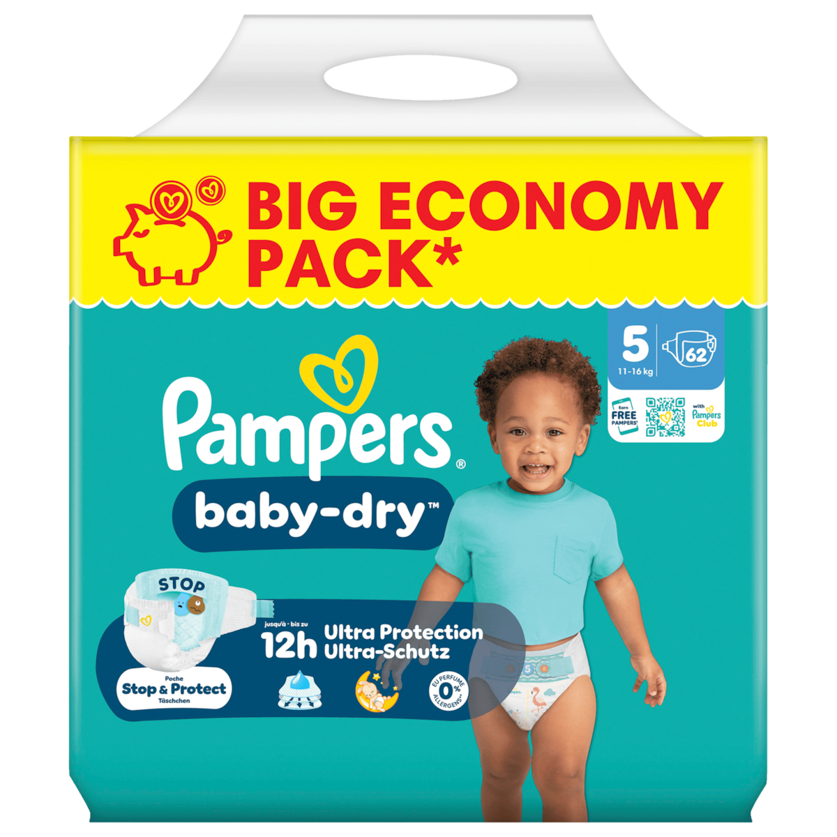 Pampers Baby-Dry Windeln Gr.5 11-16kg 62 Stück