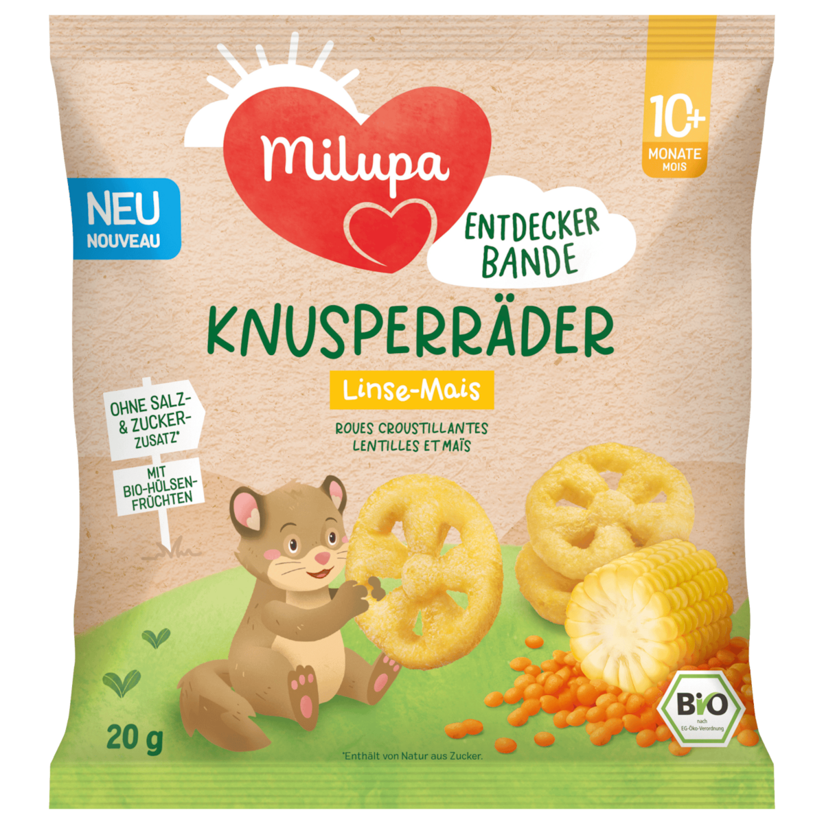 Milupa Bio Knusperräder Linse-Mais 20g