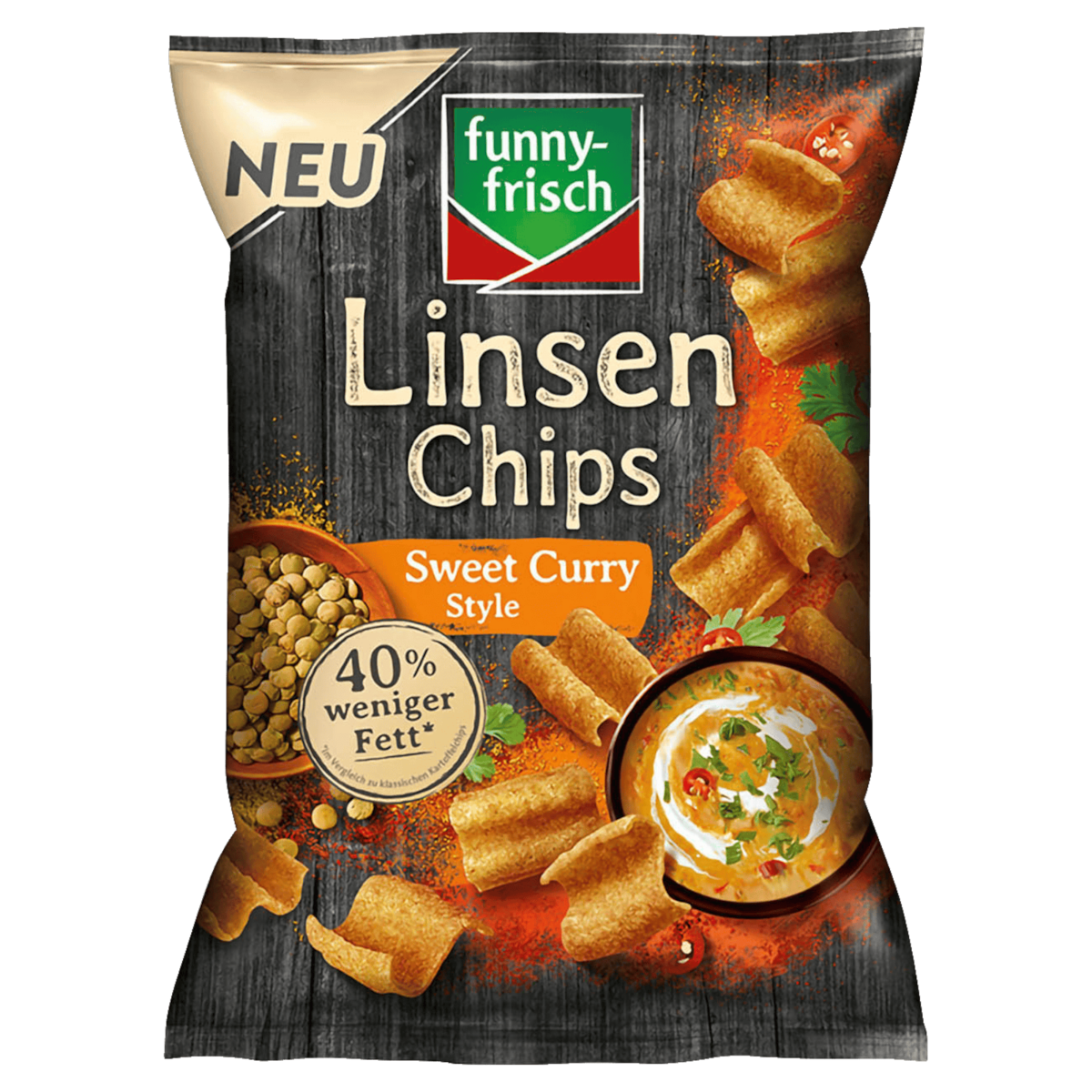 Funny-frisch Linsen Chips Curry Style 90g