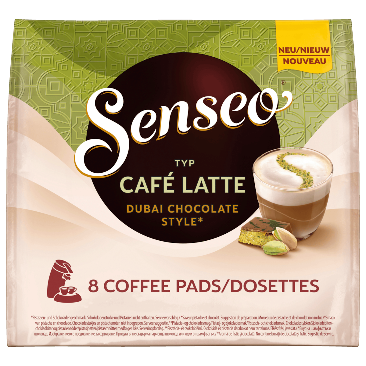 Senseo Kaffeepads Café Latte Dubai Chocolate Style 92g, 8 Pads