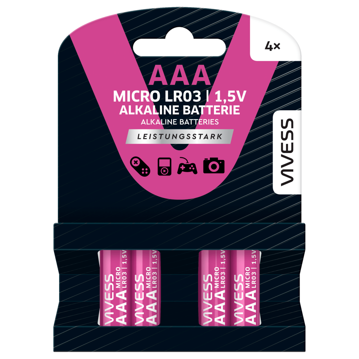 Vivess Micro AAA LR03 1,5V Batterien 4 Stück
