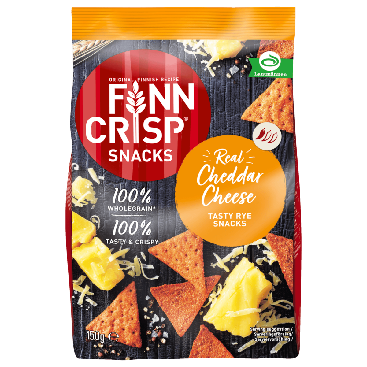 Finn Crisp Snacks Real Cheddar Cheese Tasty Rye Snacks 150g
